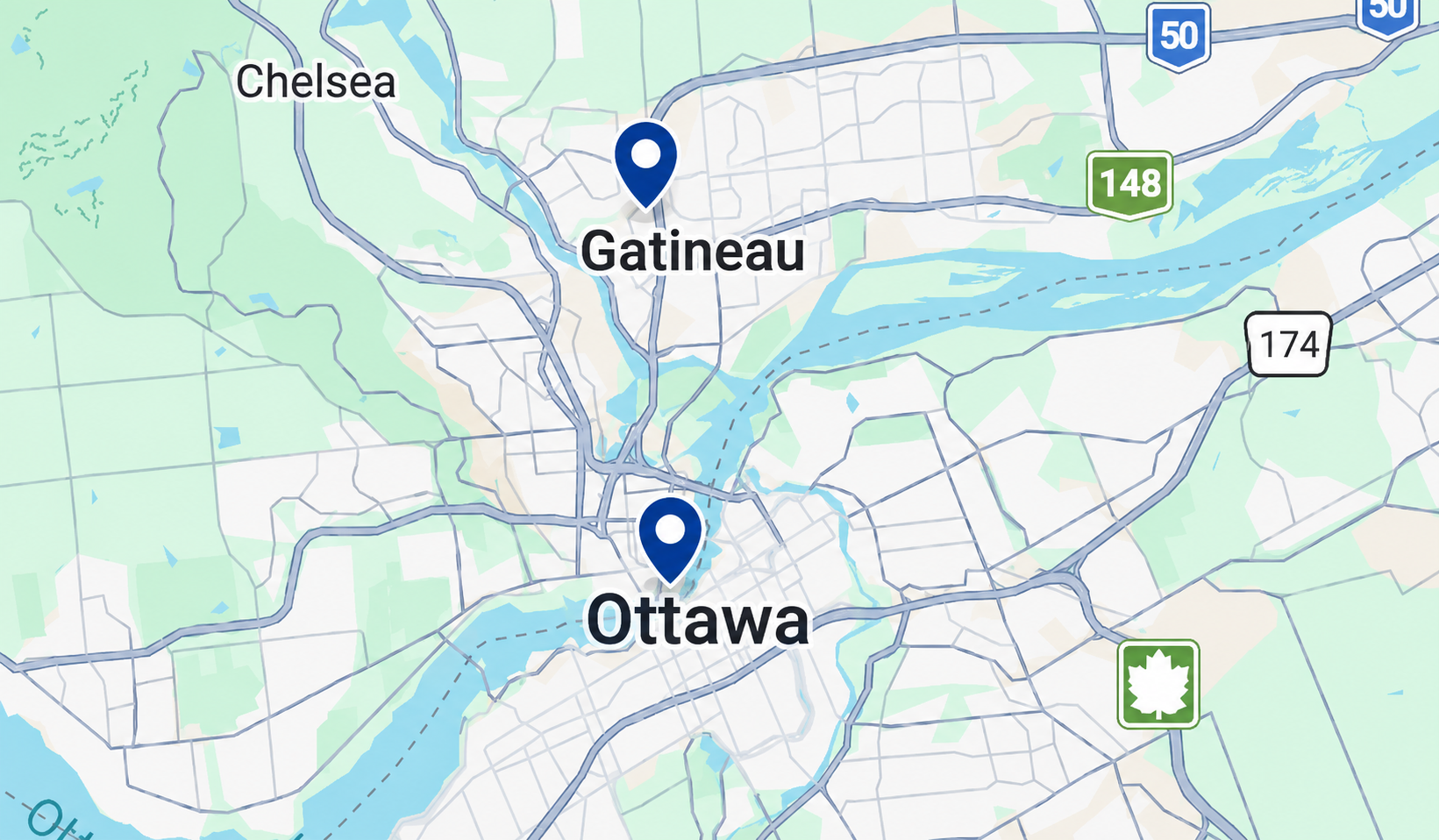 Service area map — Ottawa and Gatineau